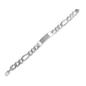 8.4MM Sterling Silver 925 Engravable ID Super Flat Figaro 120 Bracelet 9"